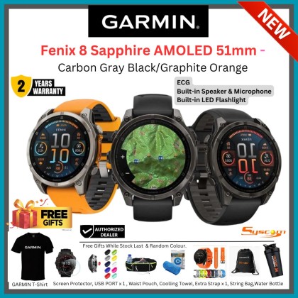 [ NEW ] Garmin Fenix 8 (51mm)- Sapphire Glass with AMOLED DISPLAY Premium Multisport GPS smartwatch + FREE GIFTS!